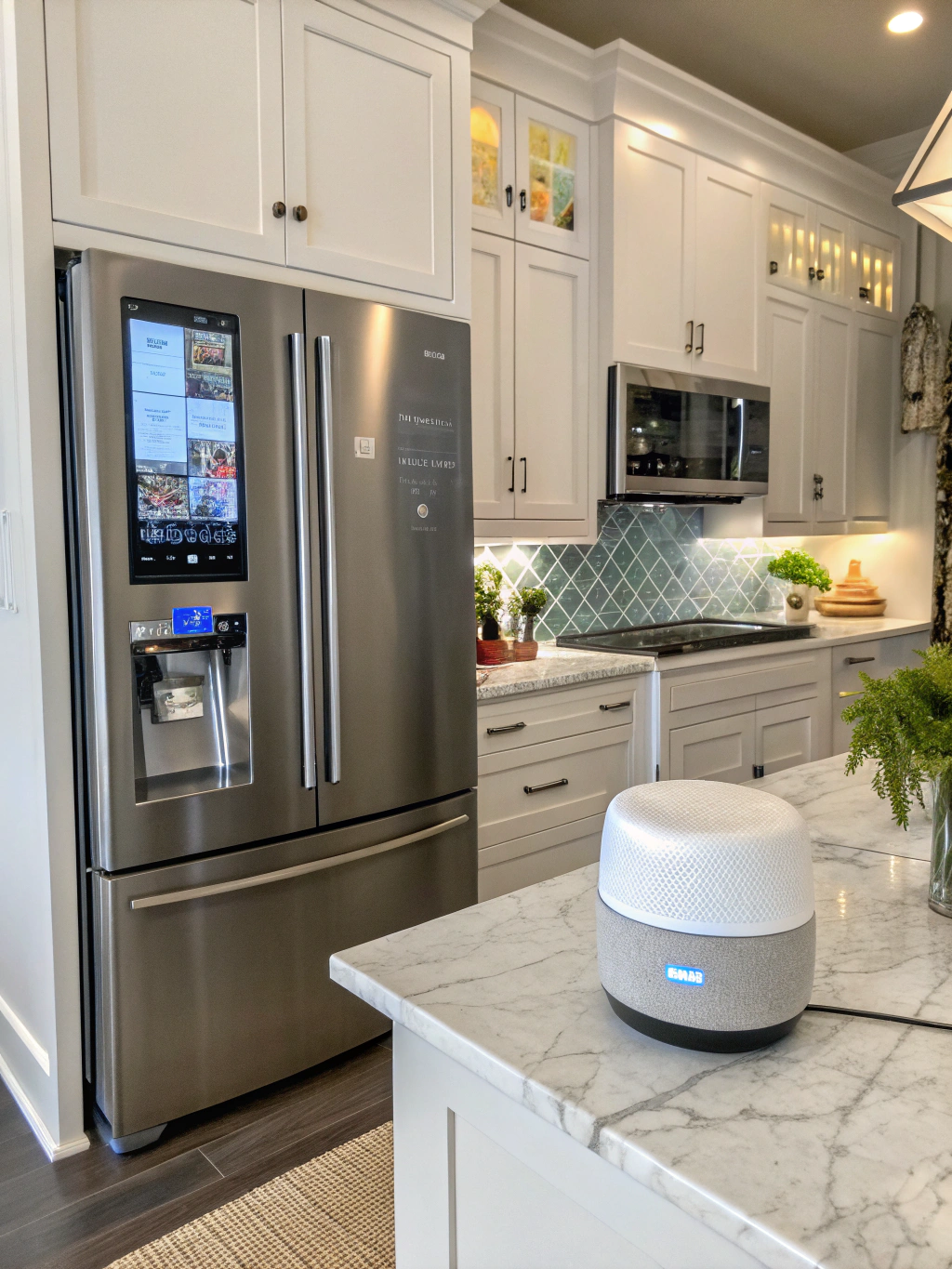 Modern kitchen interface with AI cooking guidance