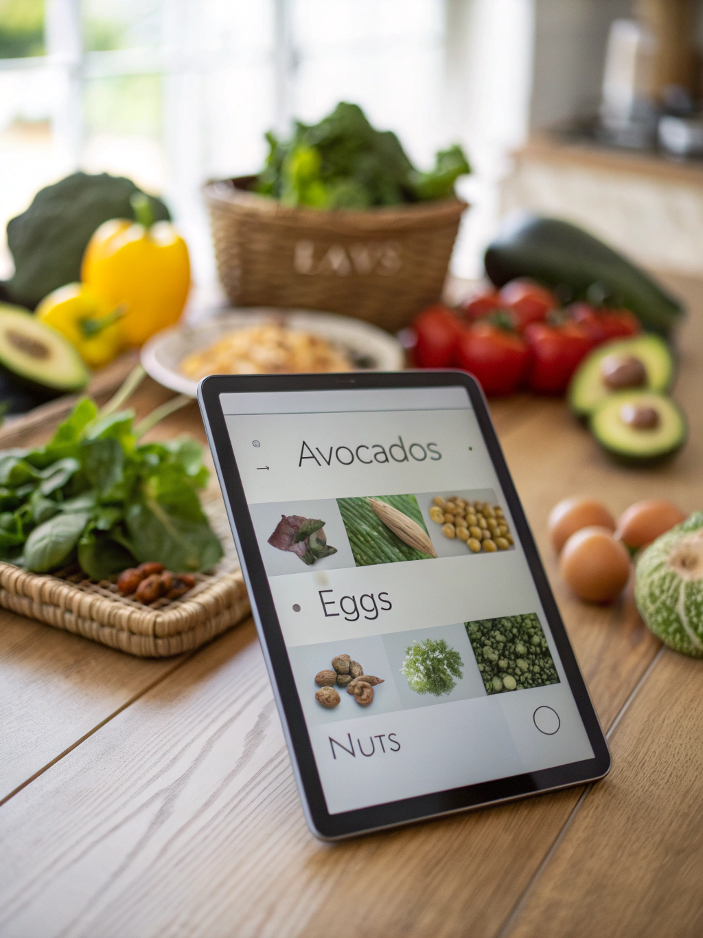 Digital meal planning dashboard on a tablet
