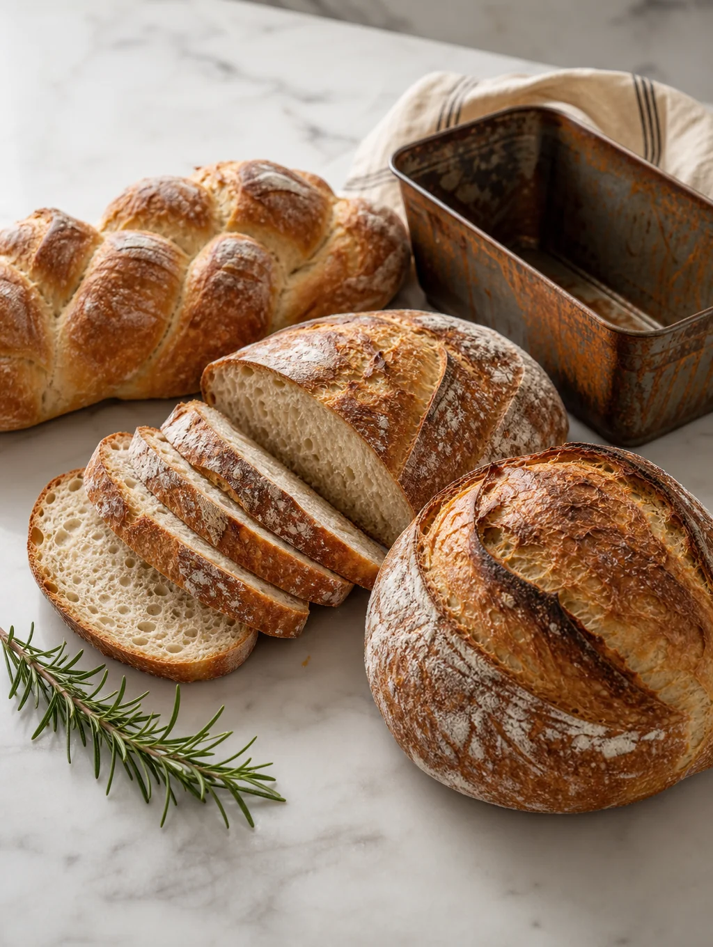 Artisanal ingredients prepared on a rustic wooden kitchen counter