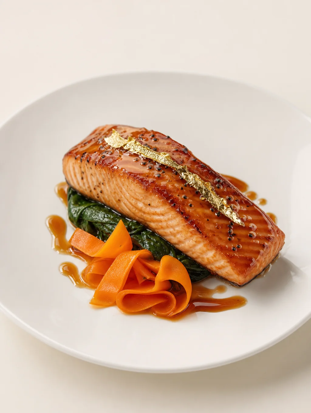 High-contrast food photography of a gourmet dish