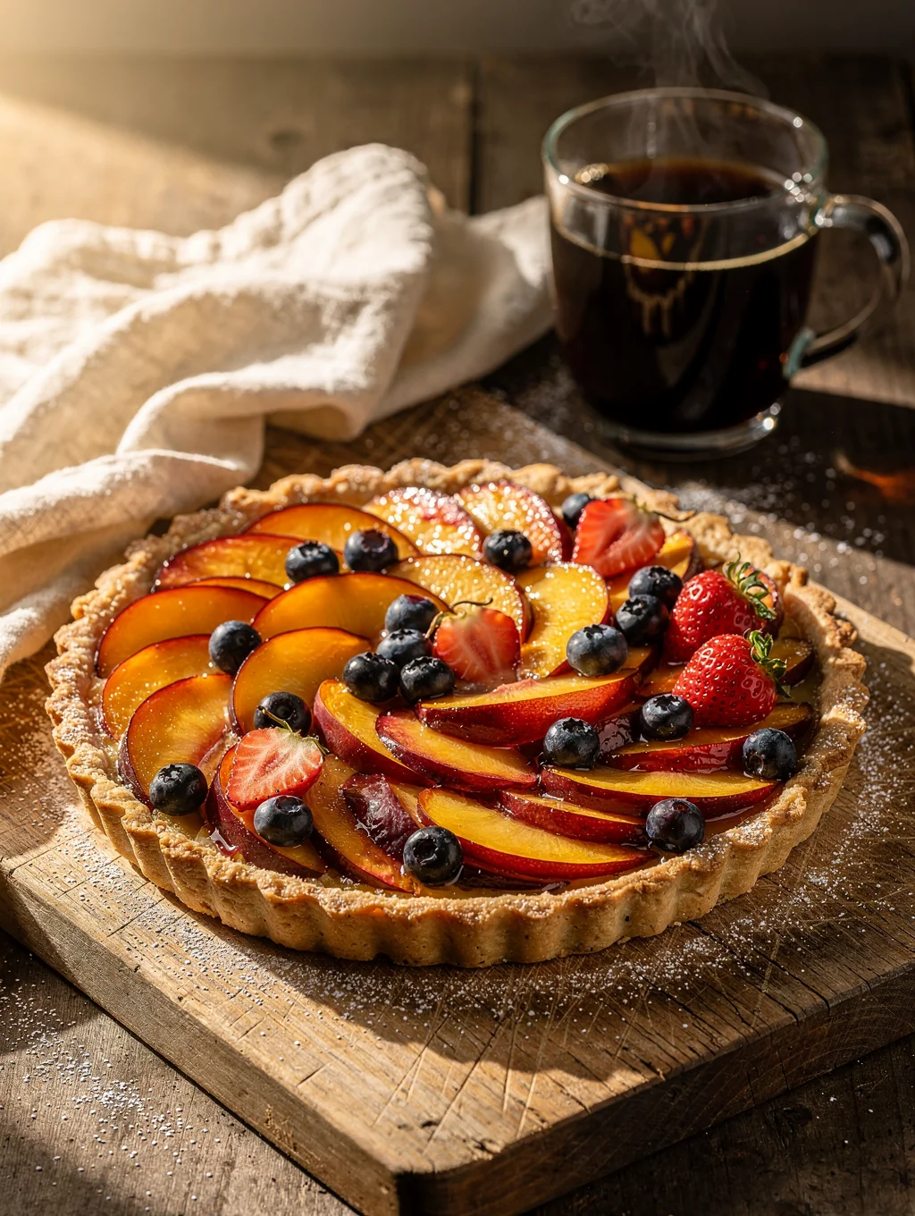 Seasonal fruit tart with cream
