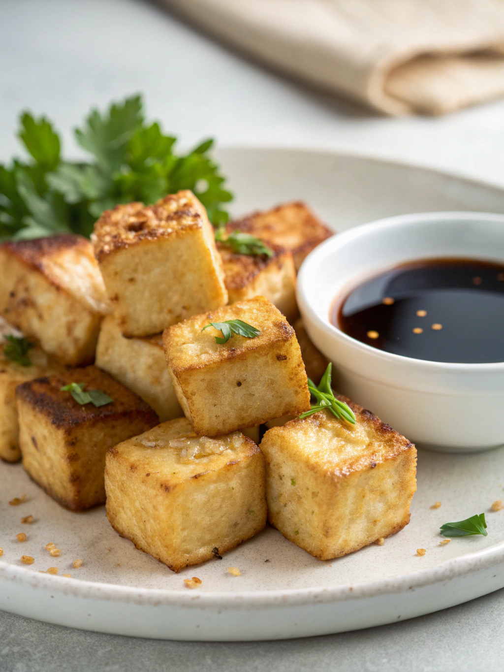 Crispy tofu stir-fry with ginger